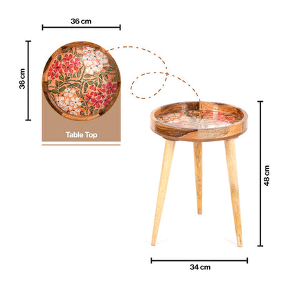 Mango Wood Round Shape End Table