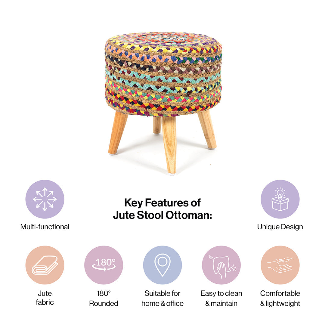 Chindi Jute Pouffe Stool