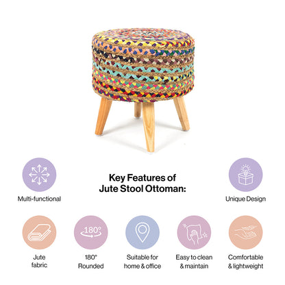 Chindi Jute Pouffe Stool