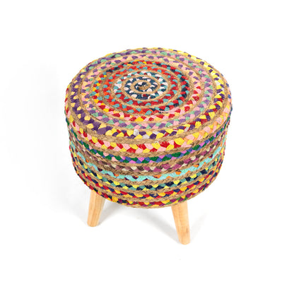 Chindi Jute Pouffe Stool