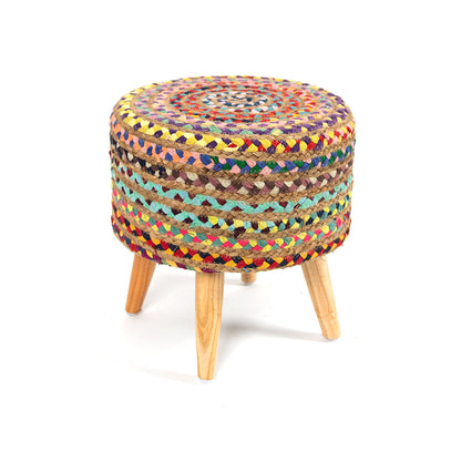 Chindi Jute Pouffe Stool