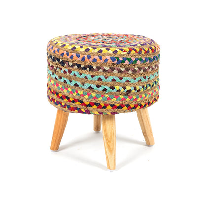 Chindi Jute Pouffe Stool