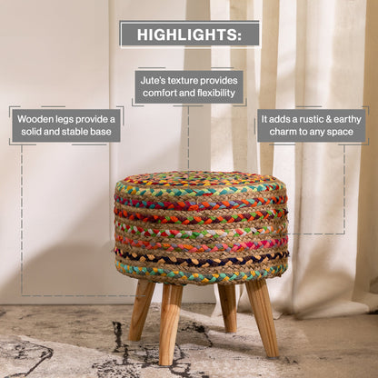 Chindi Jute Pouffe Stool