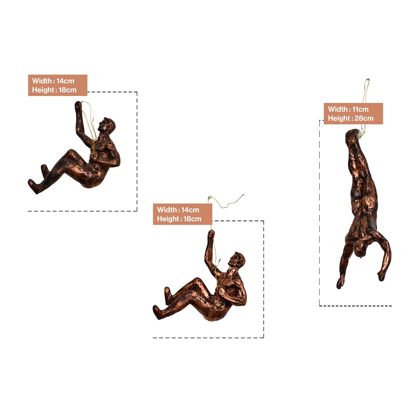 Copper Black Rock Climbing Men Wall Hanging Climbers