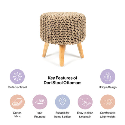 Pouf Dori Stool in Oak Brown