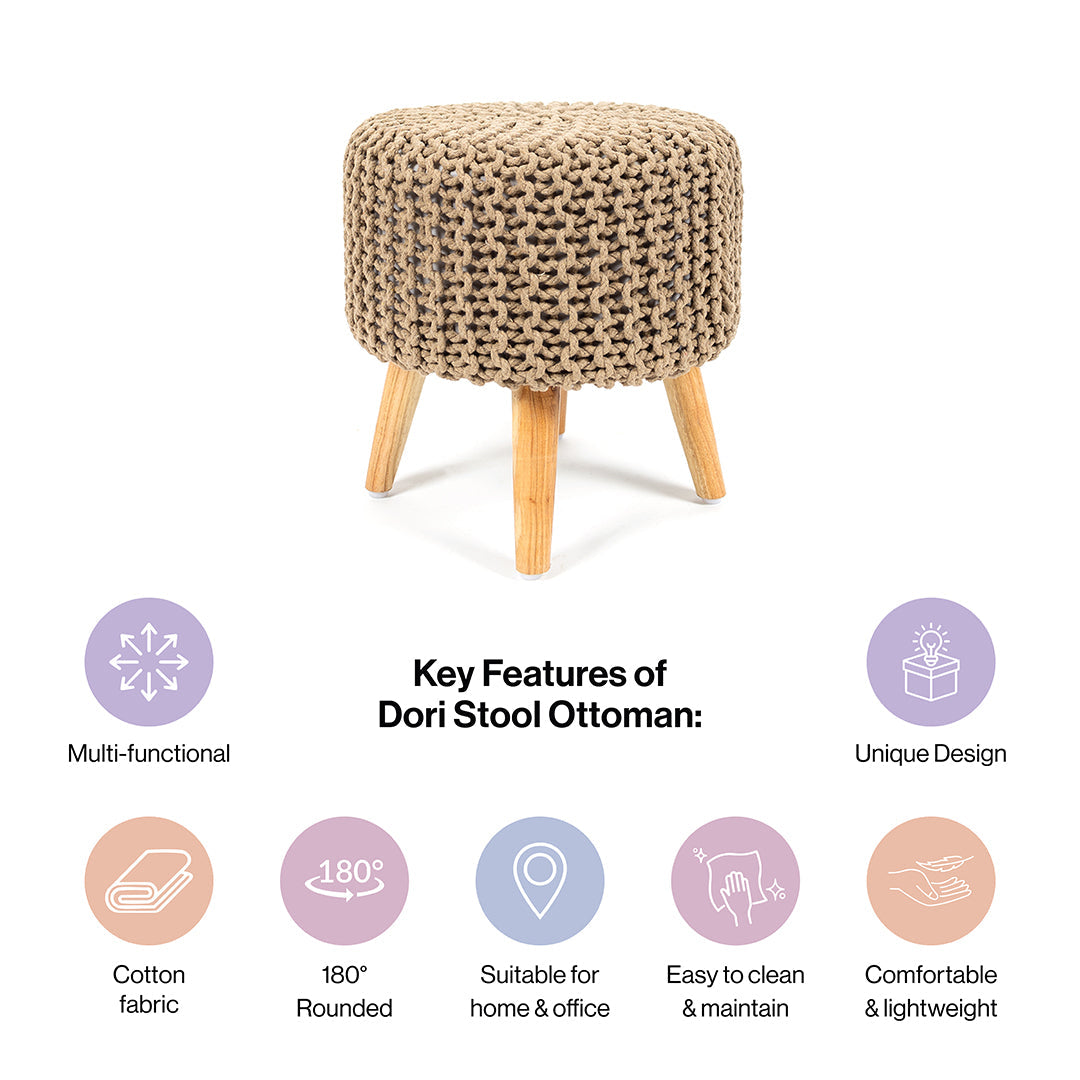 Pouf Dori Stool in Cream