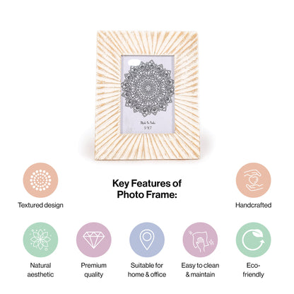 Handcarved Wooden Antique Photo Frame in Cream Gold-Wall Hanging and Table