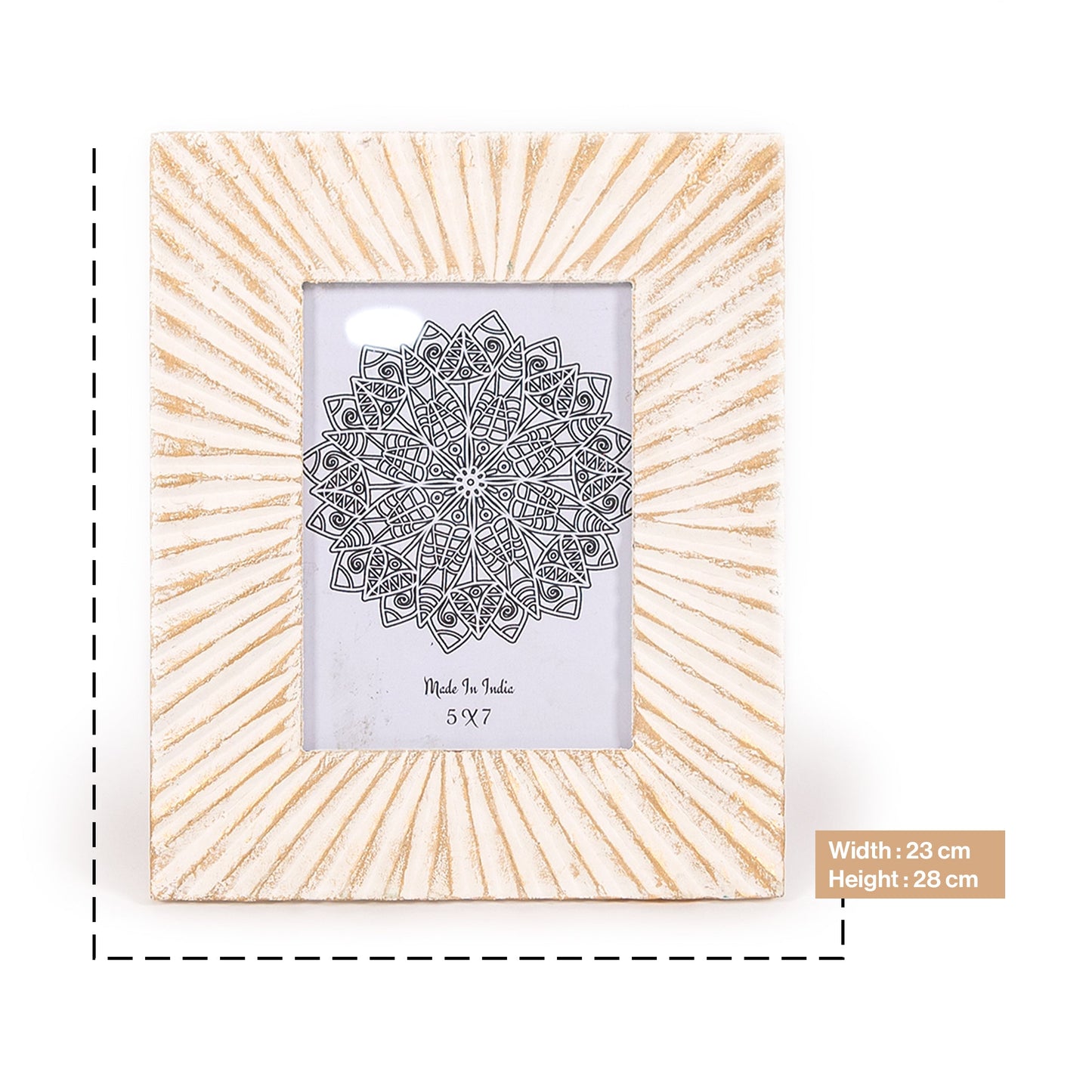 Handcarved Wooden Antique Photo Frame in Cream Gold-Wall Hanging and Table