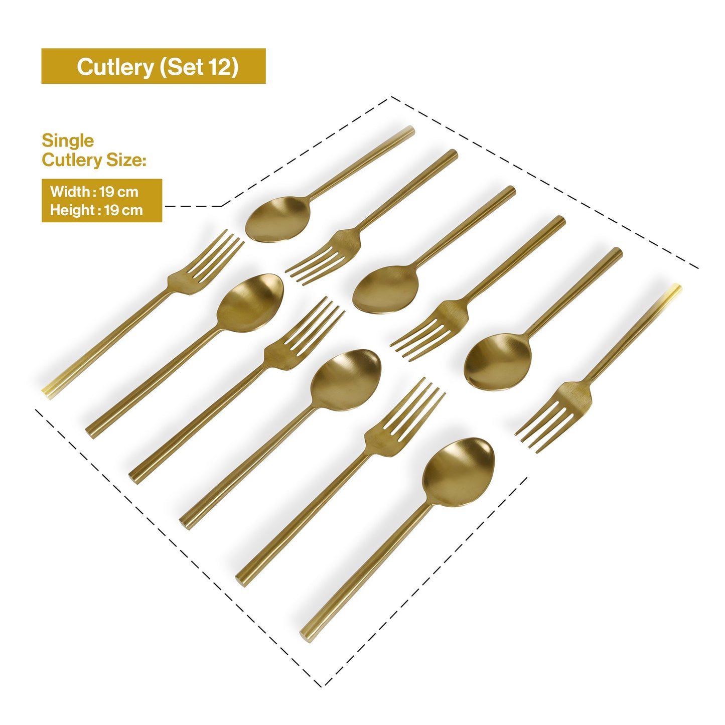 Stainless Steel Gold-Toned Cutlery Set of 12