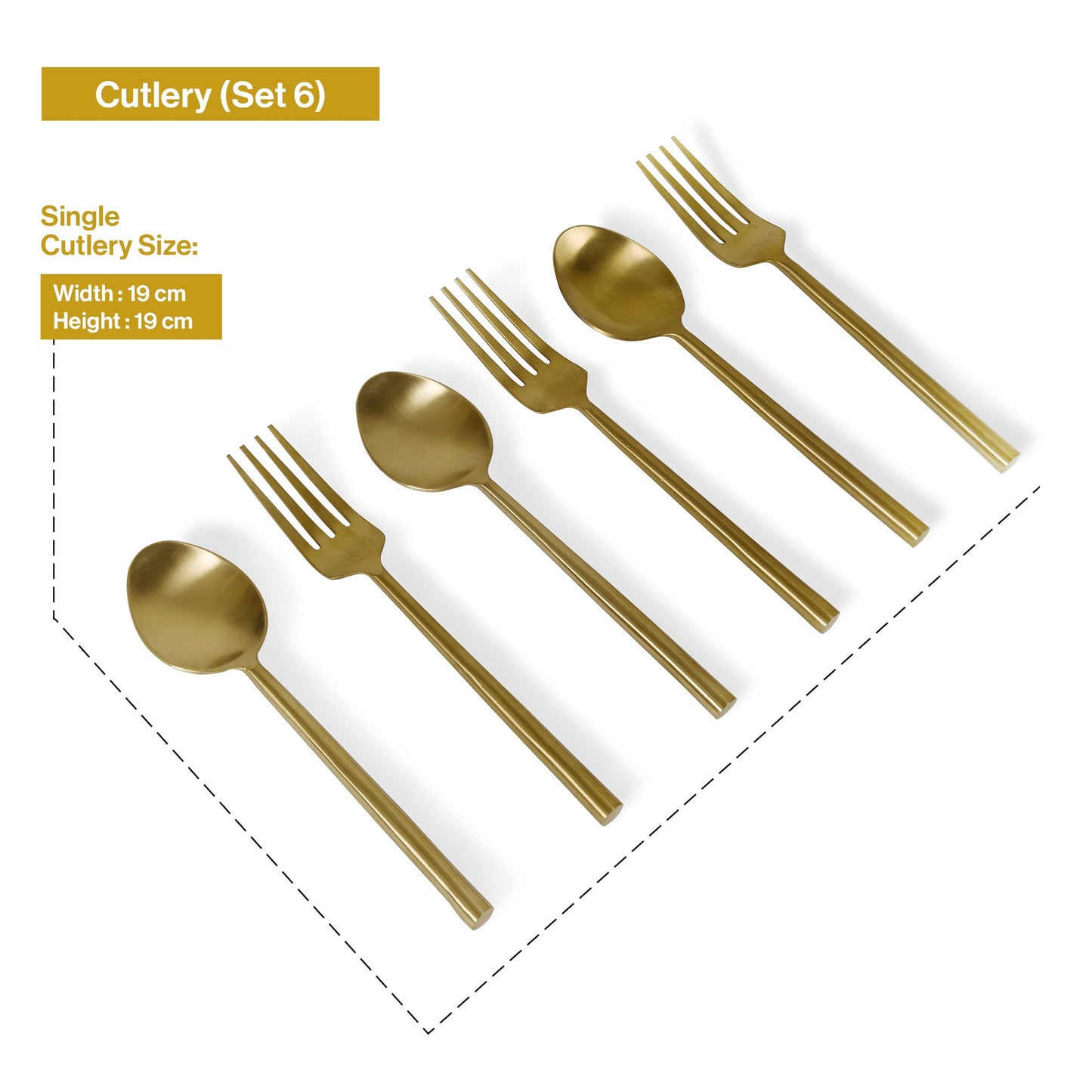 Stainless Steel Gold-Toned Cutlery Set of 6