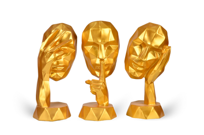 Abstract Woman Face Sculpture in Golden-Set of 3
