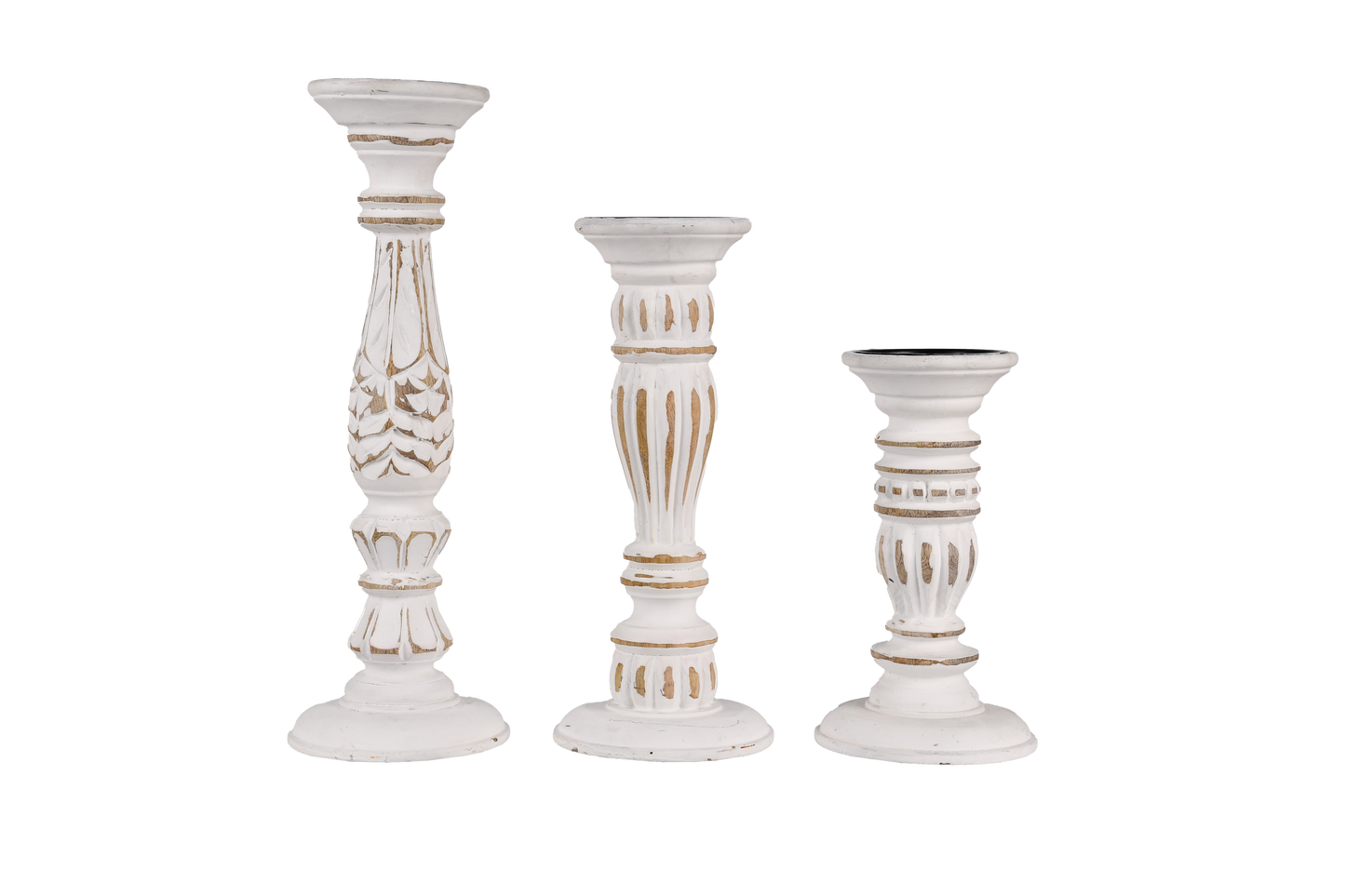 Wooden Candle Holders Handcrafted Stand For Home Decor-Set of 3
