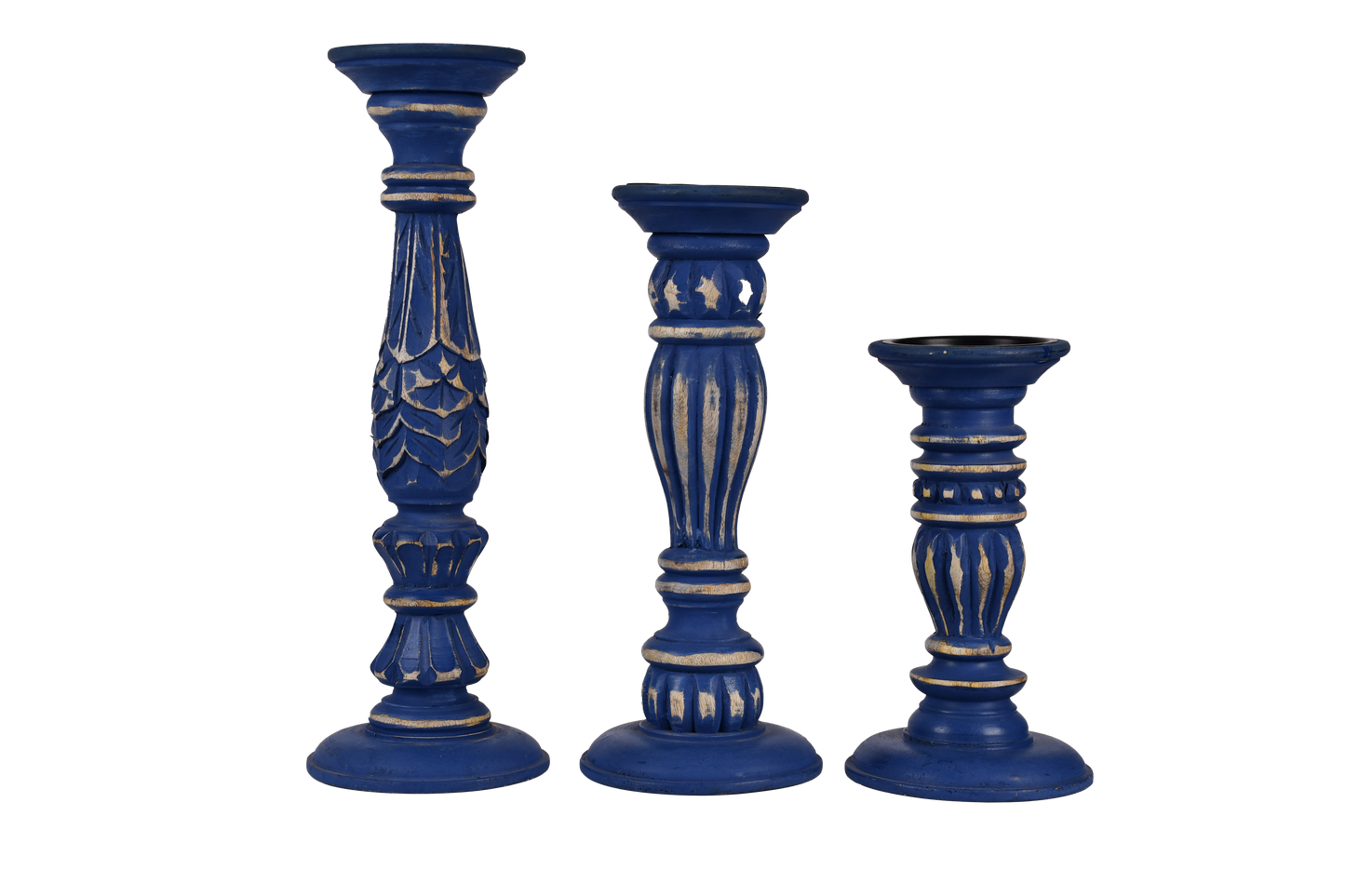 Wooden Candle Holders Handcrafted Stand For Home Decor-Set of 3