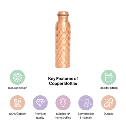 Diamond Cut Copper Water Bottle for Kitchen Decor