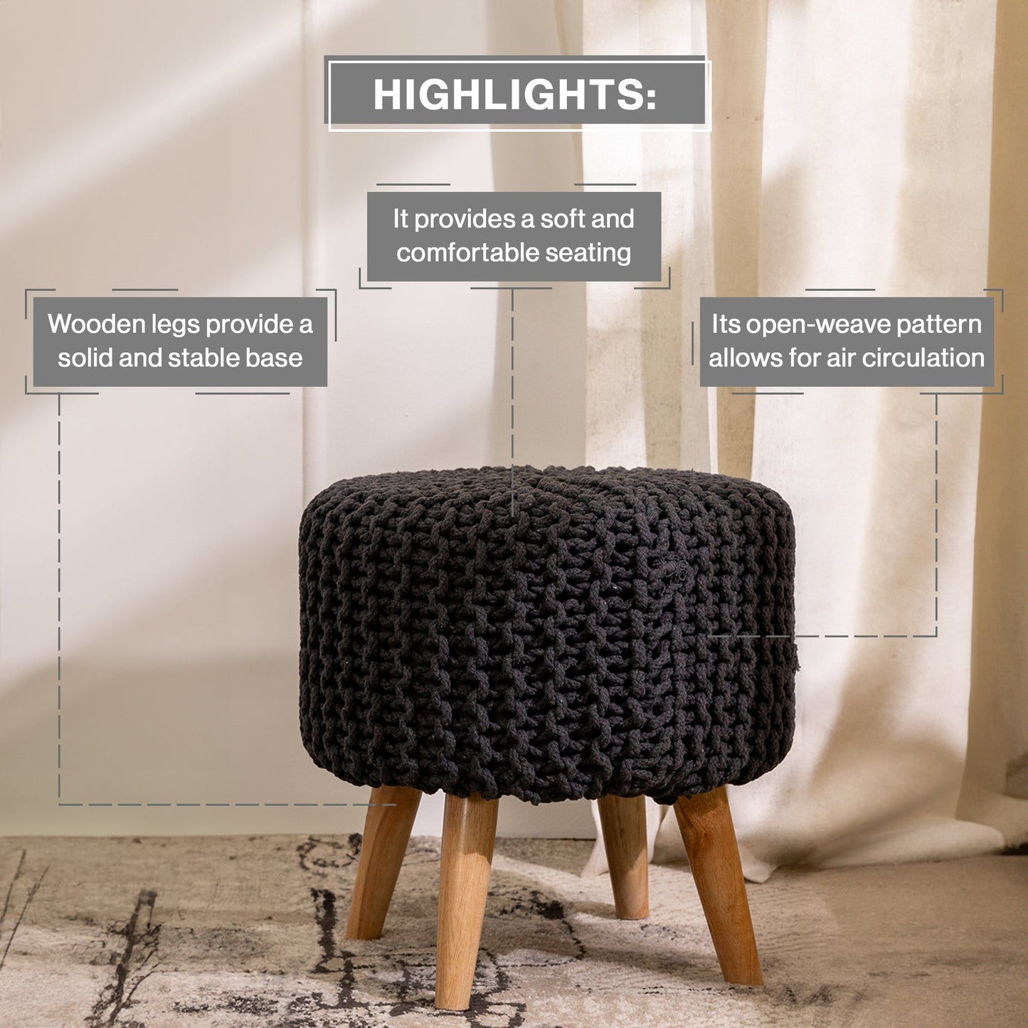 Dori Pouf Stool-Combo of 2