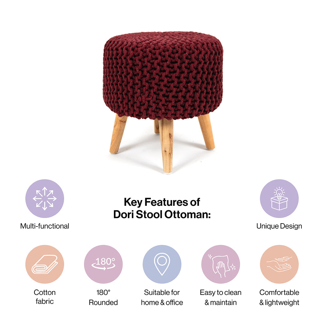 Pouf Dori Stool in Oak Brown