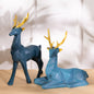 Teal Green Pair Of Deer Feng Shui Statue Figurine for Home Decor