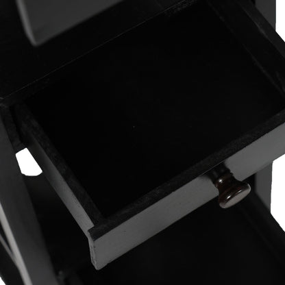 Mango Wood Floor Lamp with Three Drawer Shelf in Black