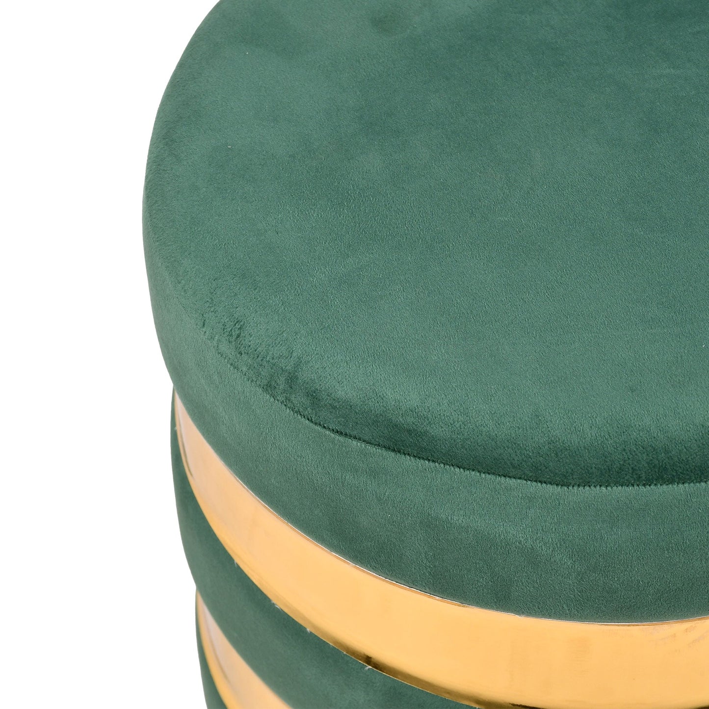 Round Drum Ottoman in Hunter Green