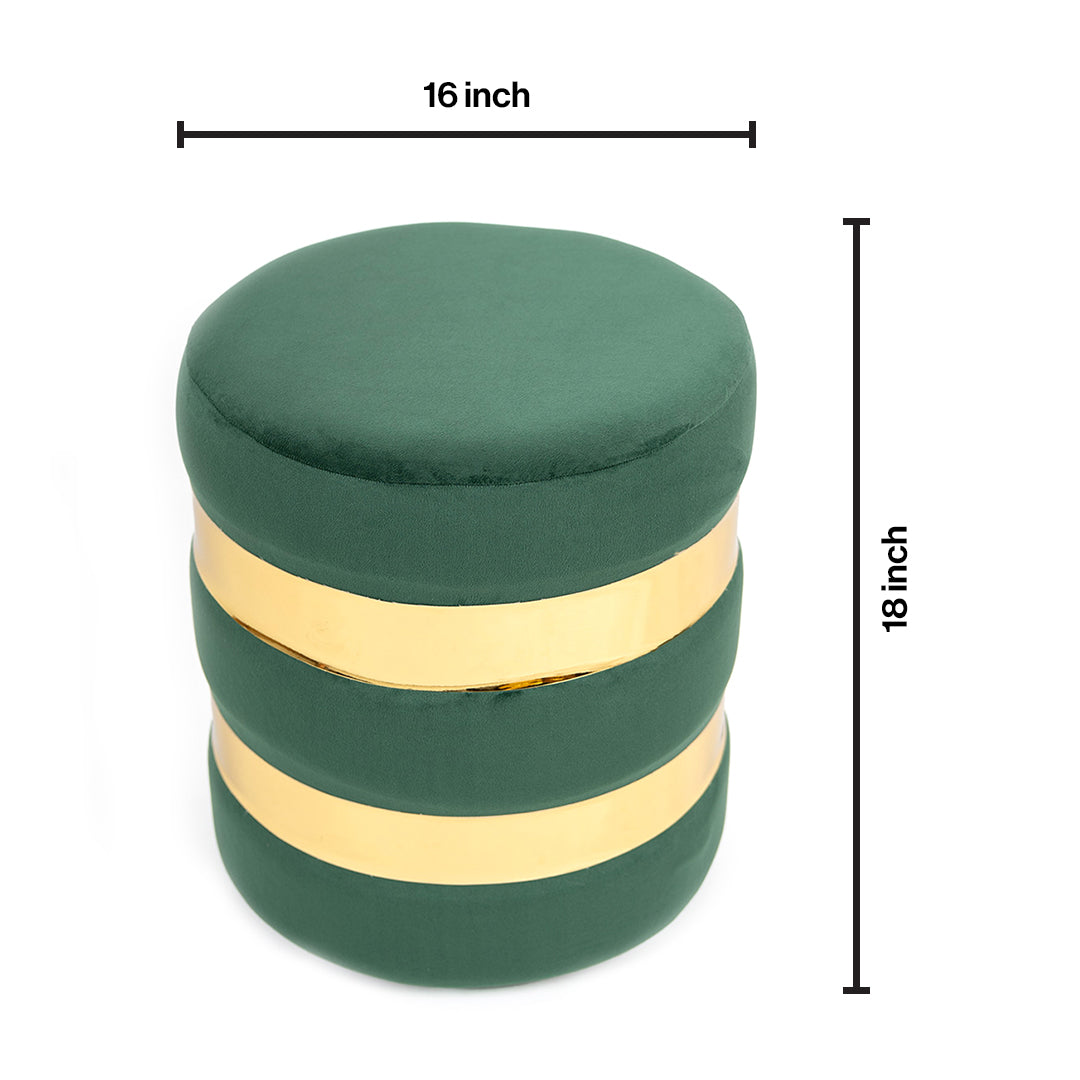 Round Drum Ottoman in Hunter Green