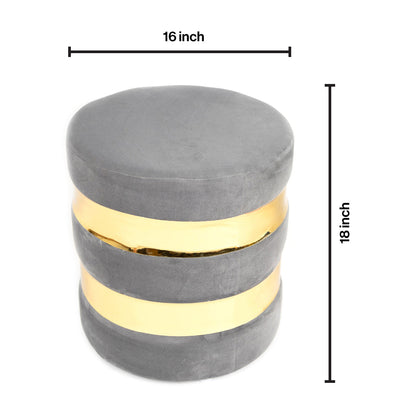 Round Drum Ottoman in Moonlit Grey