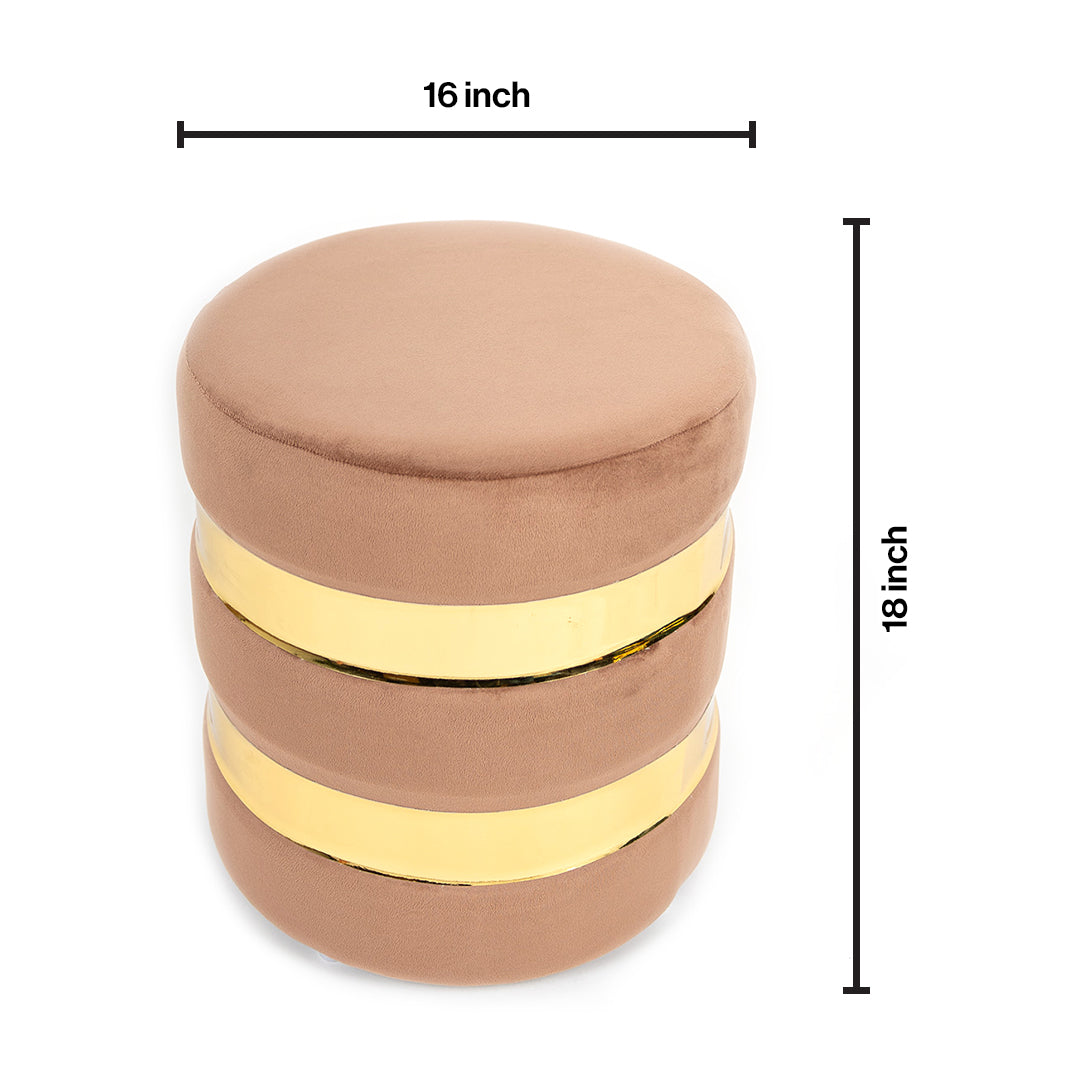 Round Drum Ottoman in Oak Brown