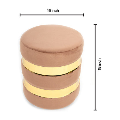 Round Drum Ottoman in Oak Brown