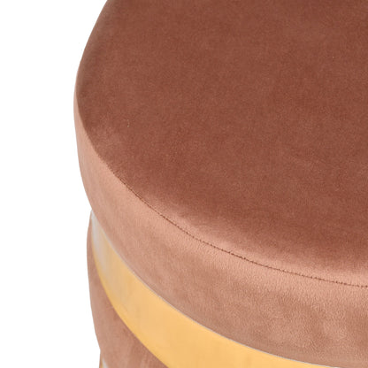 Round Drum Ottoman in Oak Brown