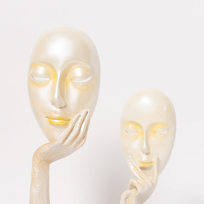 Abstract The Thinker Lady Statue Face Art For Home Decor-White and Gold Accent