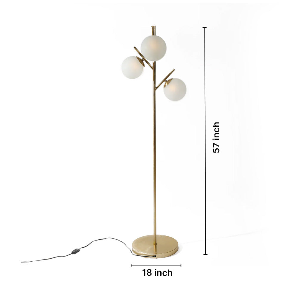 Frosted Glass Globe Spherical-Shaped Floor Lamp for Living Room