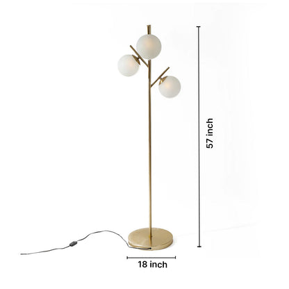 Frosted Glass Globe Spherical-Shaped Floor Lamp for Living Room