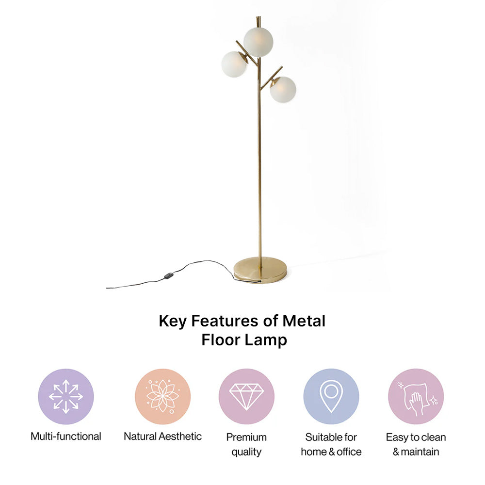 Frosted Glass Globe Spherical-Shaped Floor Lamp for Living Room