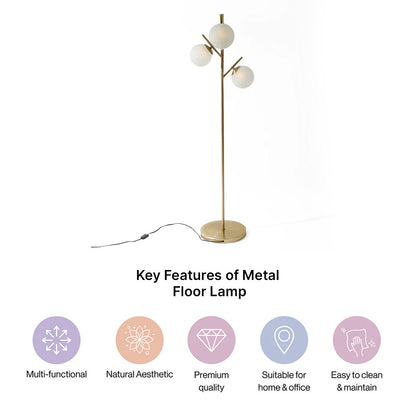 Frosted Glass Globe Spherical-Shaped Floor Lamp for Living Room