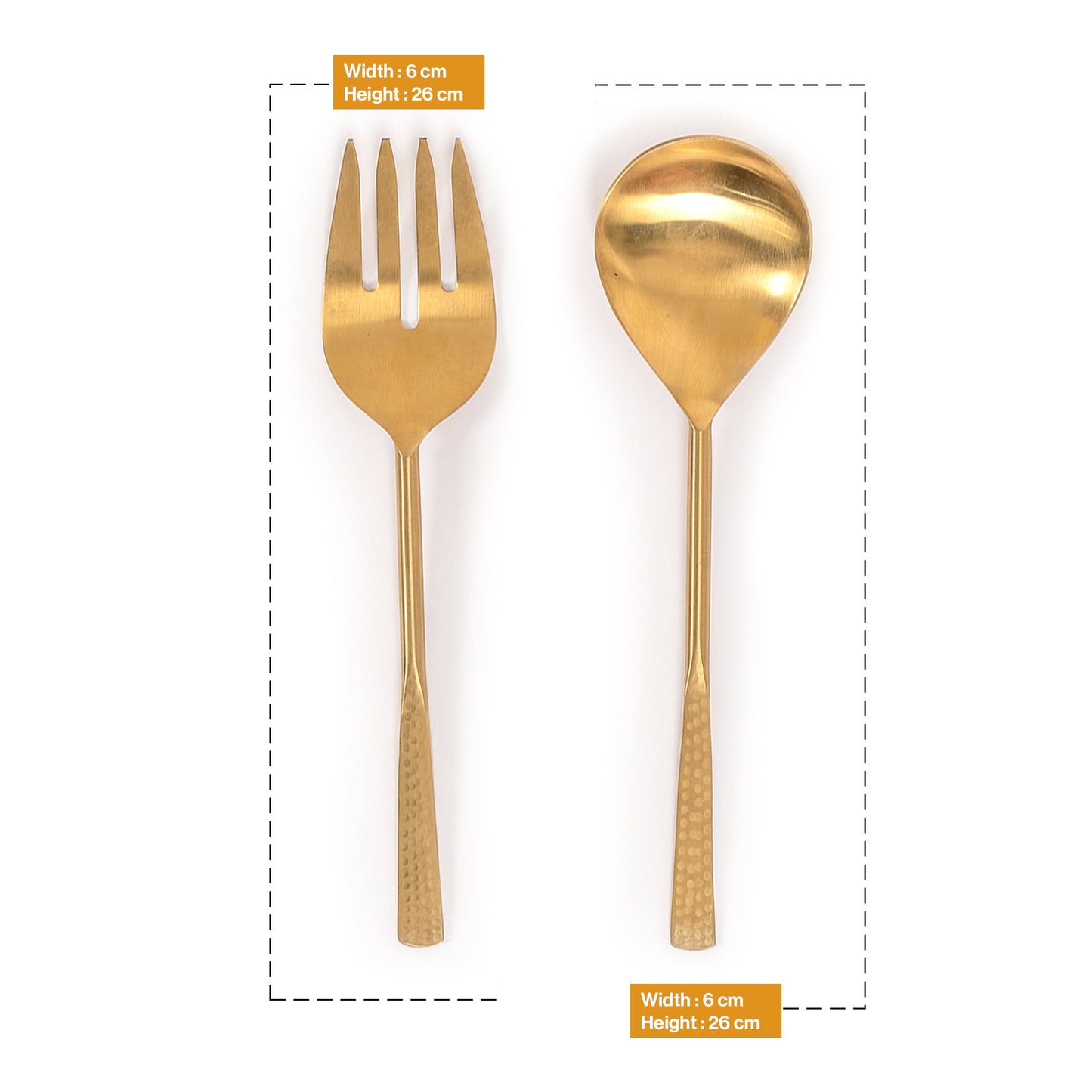 PVD Head Gold Coated Stainless Steel Gold-Toned Cutlery Set Of 2