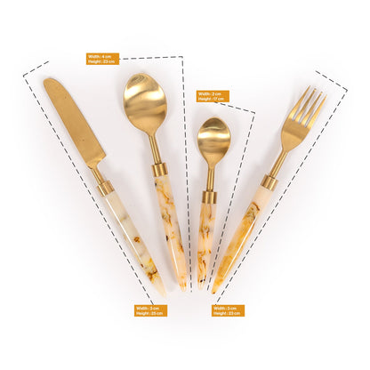 White Coated Gold Cutlery-Set Of 4
