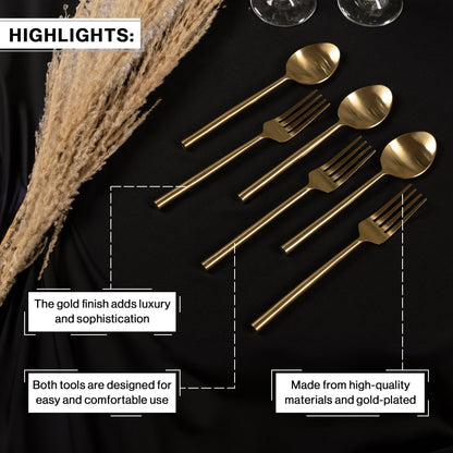 Stainless Steel Gold-Toned Cutlery Set of 12