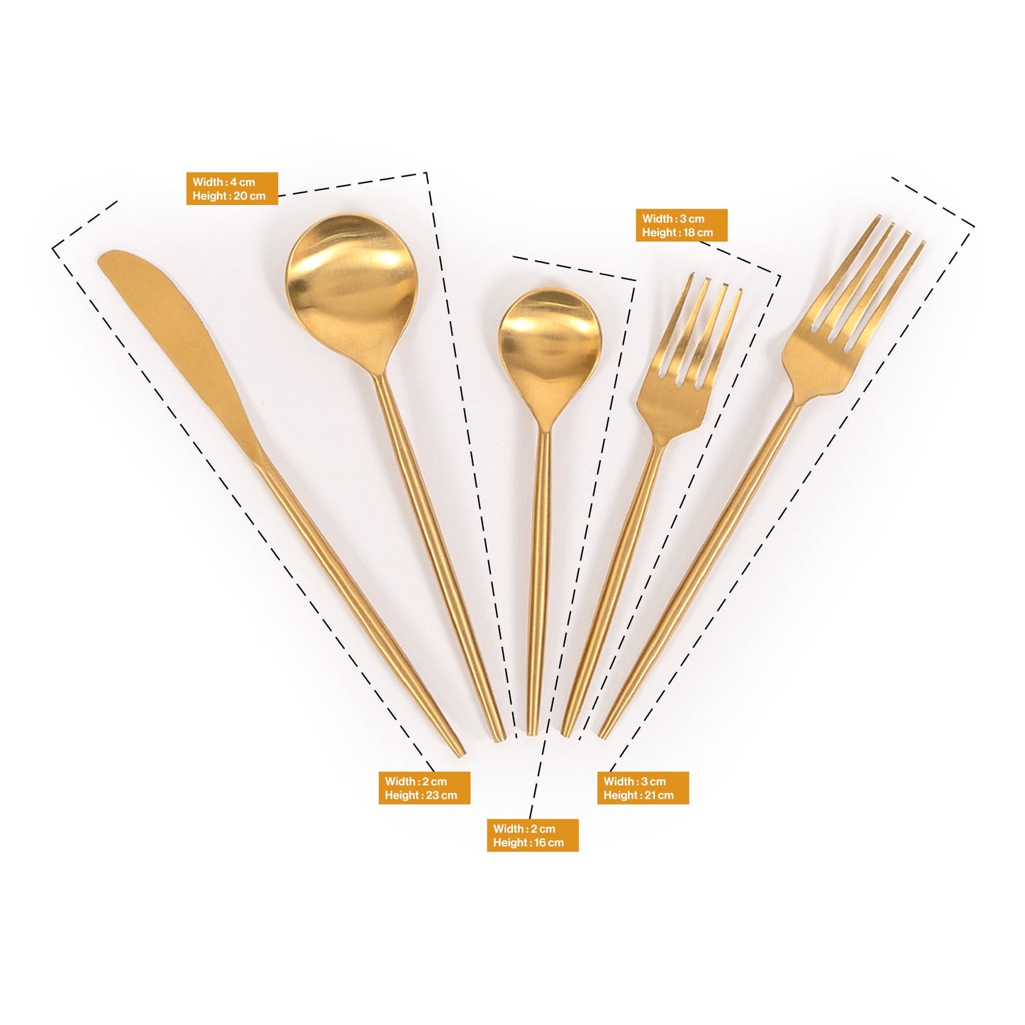 Pvd Gold Coated Stainless Steel Gold-Toned Cutlery Set Of 5