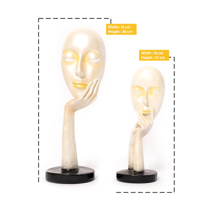 Abstract The Thinker Lady Statue Face Art For Home Decor-White and Gold Accent