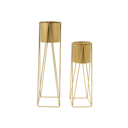 Triangle Planter Stand in Golden-Set of 2