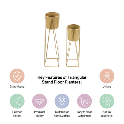 Triangle Planter Stand in Golden-Set of 2