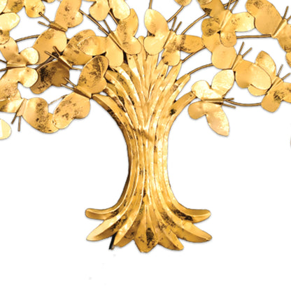 Golden Butterfly Tree Metal Wall Art