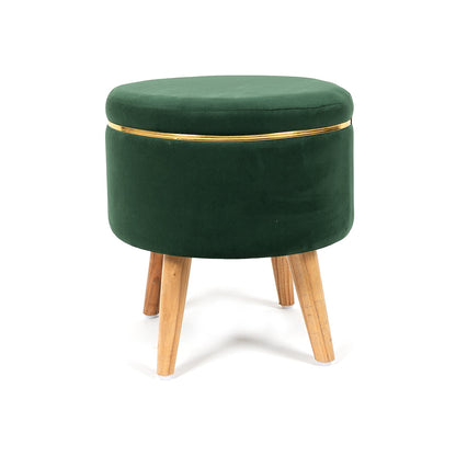Velvet Ottoman Pouffe Stool with Piping