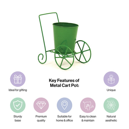 Cart Design Table Top Planter Stand in Green