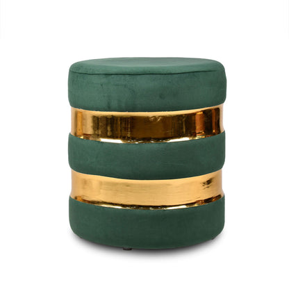 Round Drum Ottoman in Hunter Green