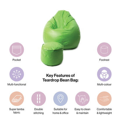 4XL Tear Drop Bean Bag with Footrest Filled