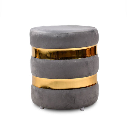 Round Drum Ottoman in Moonlit Grey
