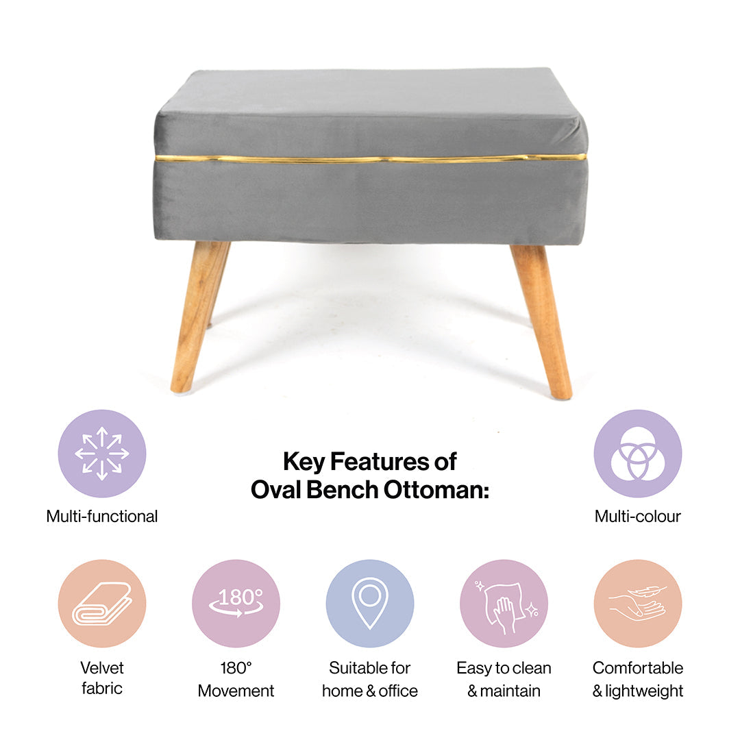 Oval Bench In Grey - Combo Of 2