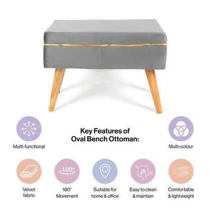 Oval Bench In Grey - Combo Of 2