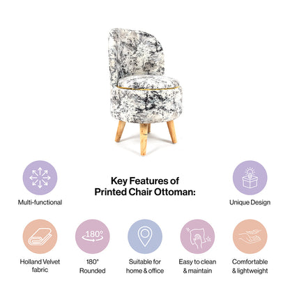 Printed Ottoman Pouffe Chair