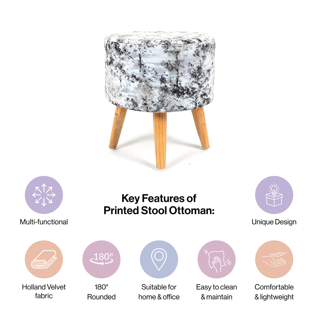 Printed Ottoman Pouffe Stool